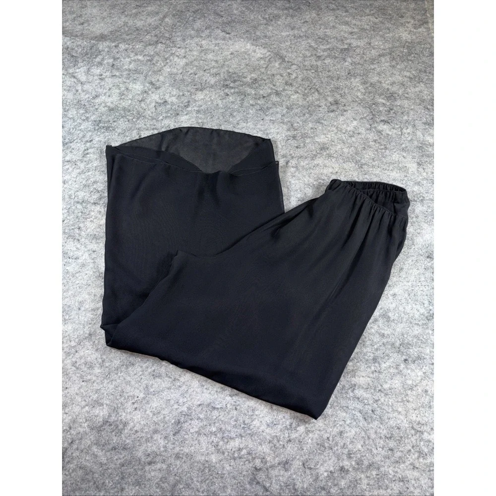 Alex Evenings Pants Women's Large Black Wide Leg Chiffon Evening Flowy Sheer - Picture 6 of 7